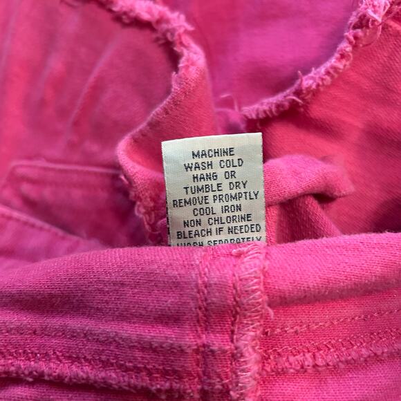 Y2K Wet Seal Pink Low Rise Micro Mini Skirt Size 7 Distressed Denim Stretch - Picture 4 of 4
